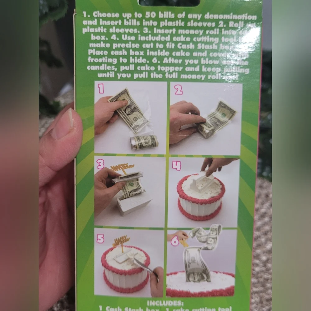 Best Party Cash Stash Cake Surprise, Happy Birthday Topper, 2 inch Money Holder